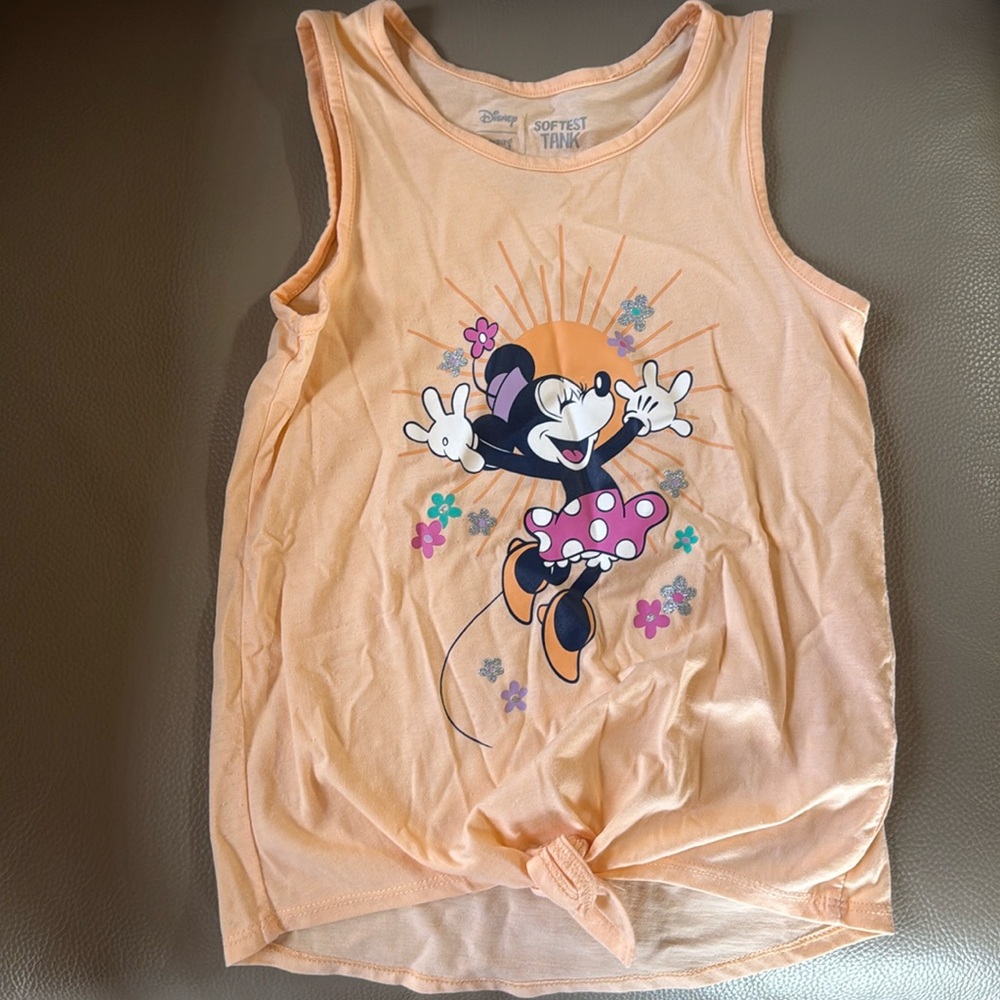 Disney Jumping Beans Peach/Orange Tank Top, Minnie Mouse w/ front Tie, Size 8